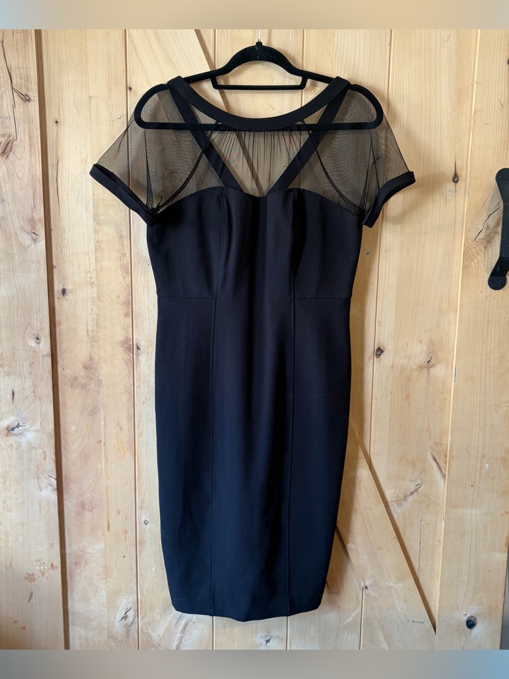 New York & Company Black Sheer Mesh Yoke Cocktail Dress